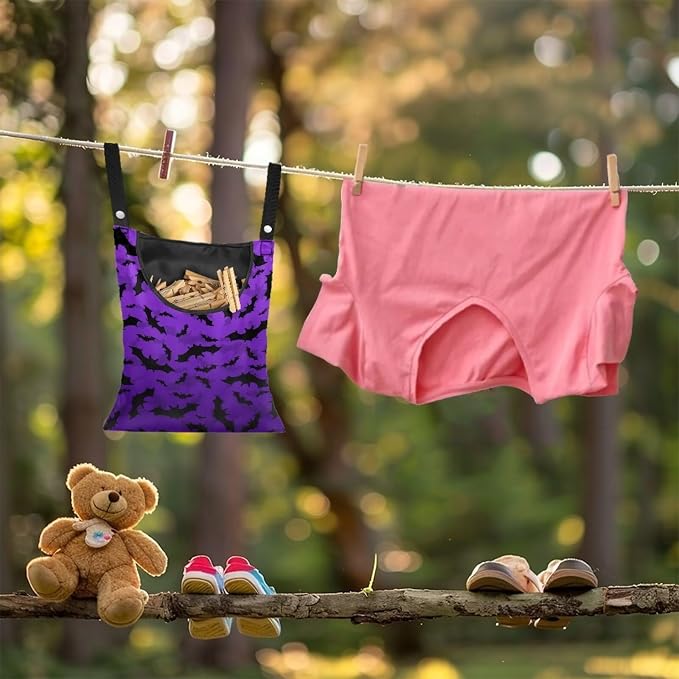 Bats Clothes Pin Hanging Bag Large Capacity Clothesline Peg Organizer Storage - Image 3