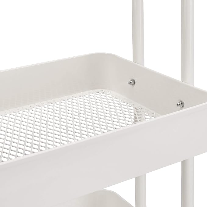 Amazon Basics 3-Tier Rolling Utility Cart, Storage Organizer, Lockable Wheels - Image 3