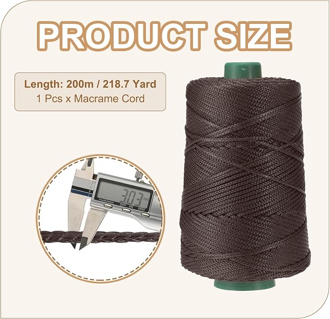 YELARXI Polyester Macrame Cord, 3mm x 219 Yards Polypropylene Macrame Cords - Image 2