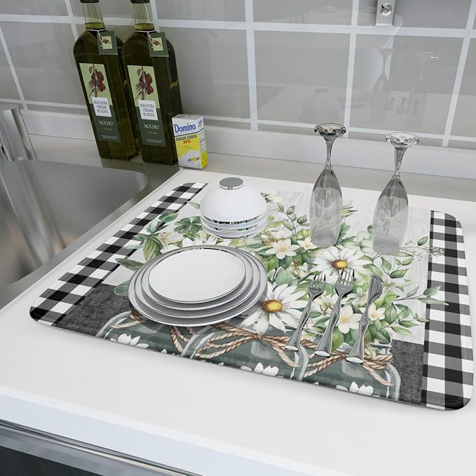 Spring Daisy Floral Dish Drying Mat - Image 6