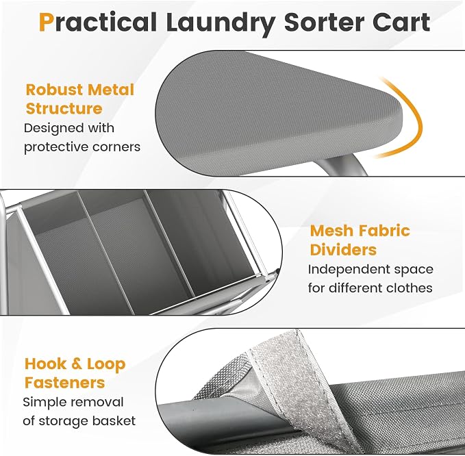 Giantex Laundry Sorter with Foldable Ironing Board, 3 Section Tilt Out Laundry - Image 6