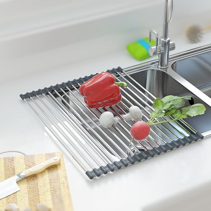 Expandable Large Draining Rack, Roll Up Heat-Resistant Dish Drainer - Image 2