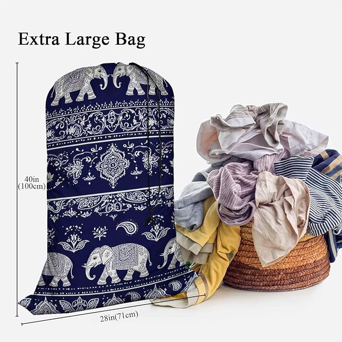 Swono Elephant Laundry Bag Large Heavy Duty Laundry Backpack - Image 3