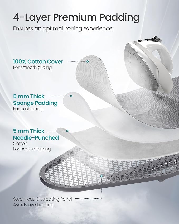 SONGMICS Ironing Board, Retractable Iron Rest, Foldable Iron Board, 43 x 13 - Image 5