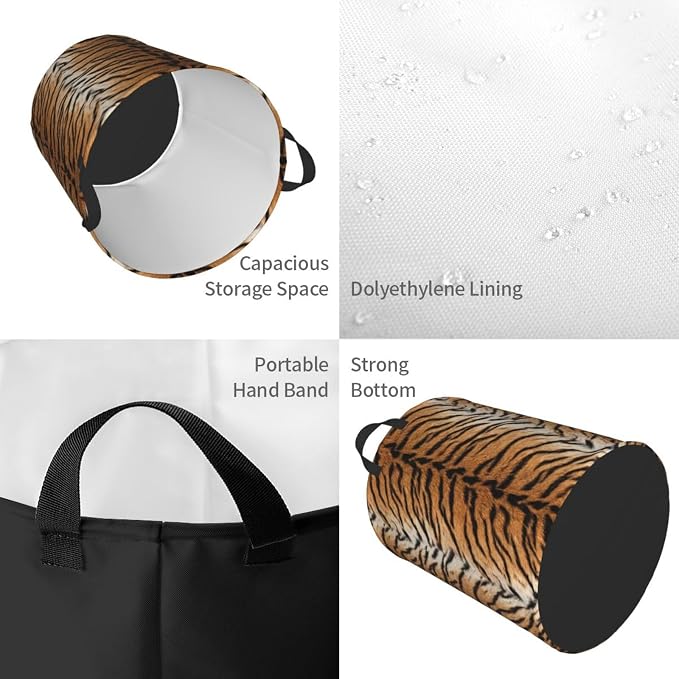 Tiger Animal Texture Laundry Hamper Bag - Image 3