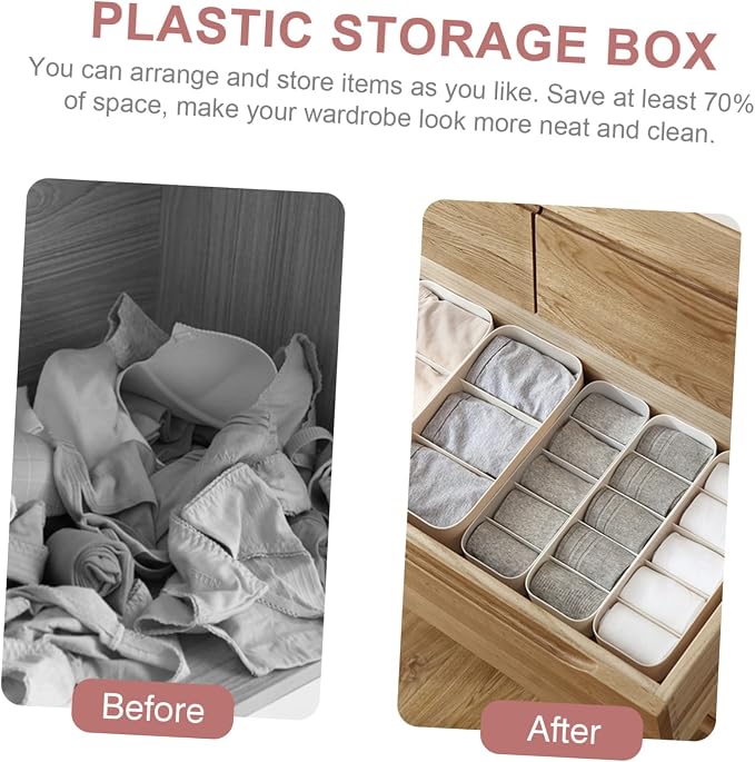 TEHAUX 2pcs Socks Container Underwear Storage Box Solid Dividers Crumple Easy - Image 9