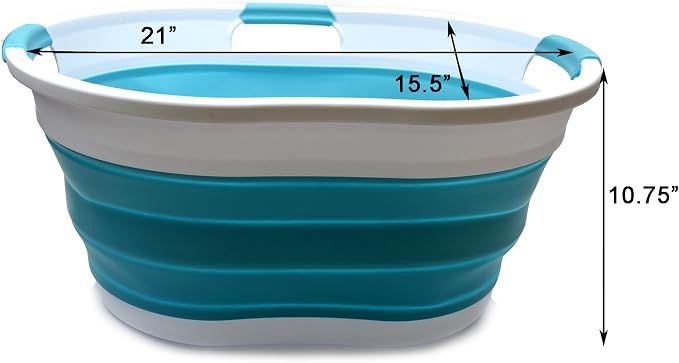 SAMMART 36L Collapsible 3 Handled Plastic Laundry Basket-Foldable Pop Up - Image 2