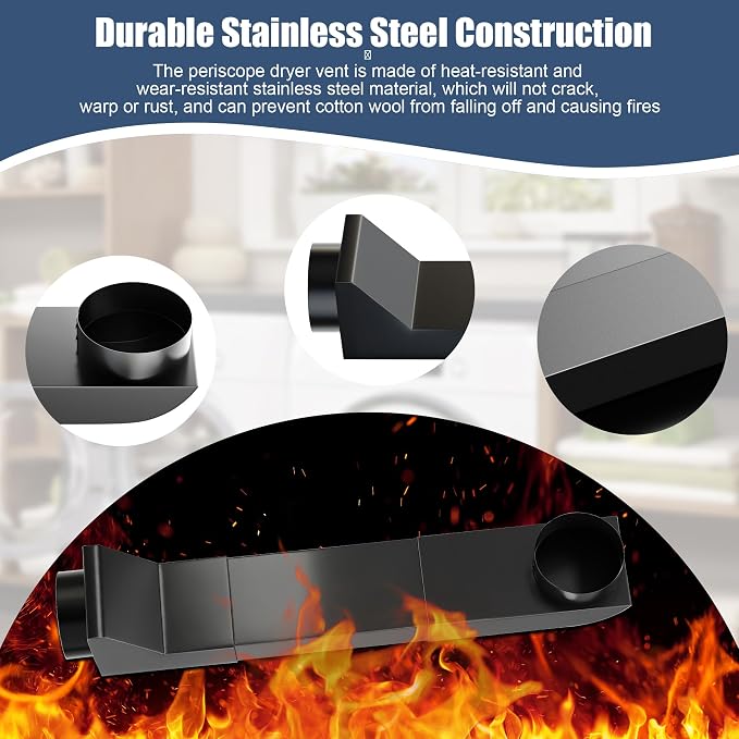 17.7-29.5" Telescoping Dryer Vent Connector Kit, 304 Stainless Steel Periscope - Image 2
