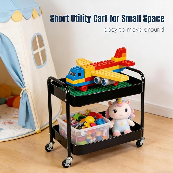 2 Tier Rolling Cart with Wheels - Image 8