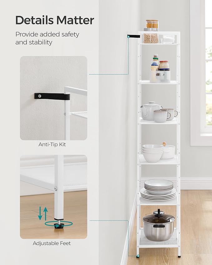 SONGMICS 6-Tier Storage Rack, Bathroom Shelf, Extendable Plant Stand - Image 7