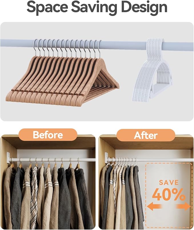 50 Pack Clothes Hangers, Non Slip Heavy Duty Plastic Hangers, Space Saving - Image 3