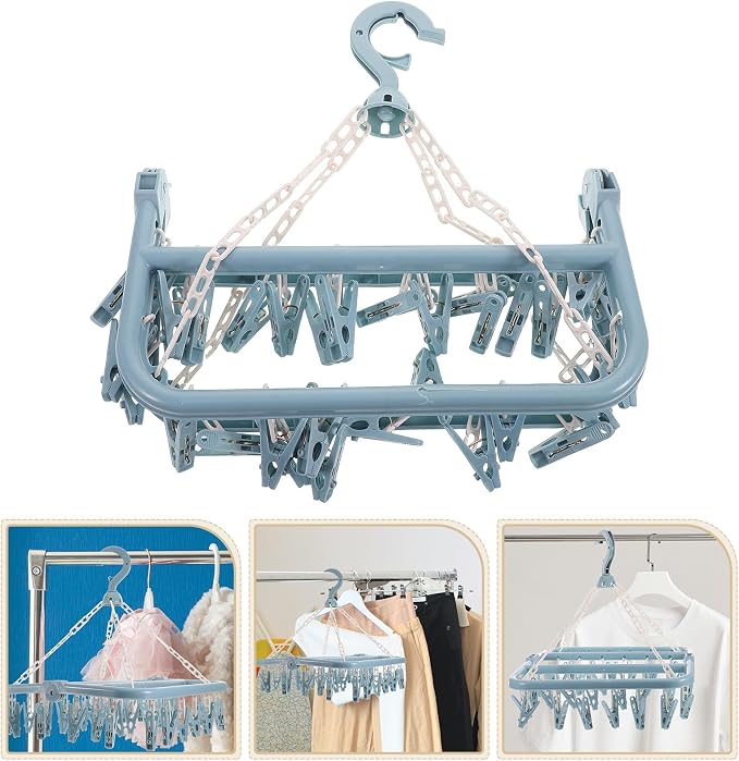 ARTIBETTER 32-Clips Plastic Clothes Drying Rack Hanger Set, Windproof Sock Clip - Image 9