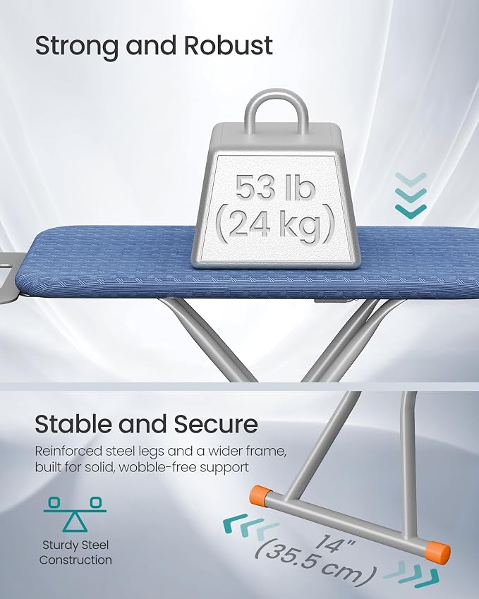 SONGMICS Ironing Board, Retractable Iron Rest, Foldable Iron Board, 43 x 13 - Image 4