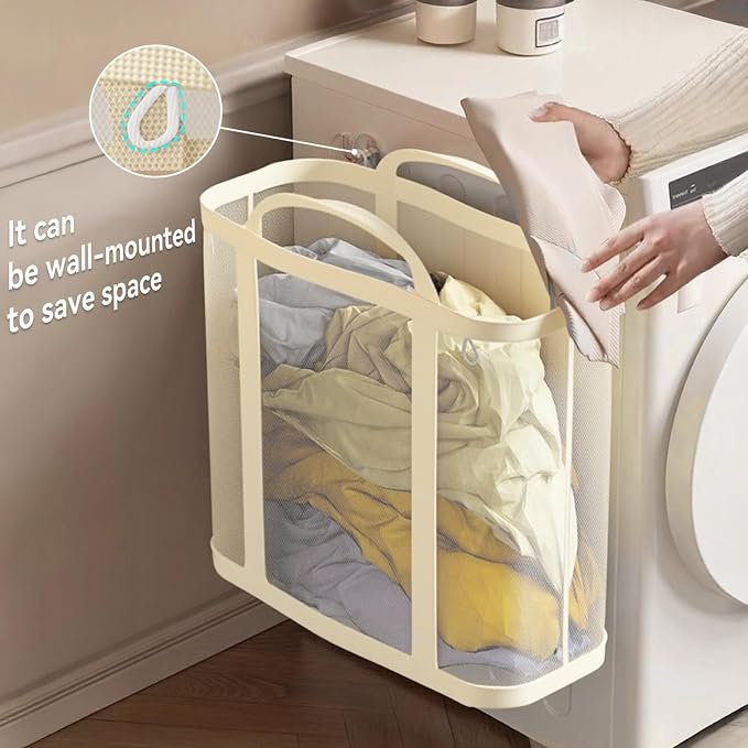 Foldable Laundry Tote, Nylon Mesh Laundry Basket - Image 4