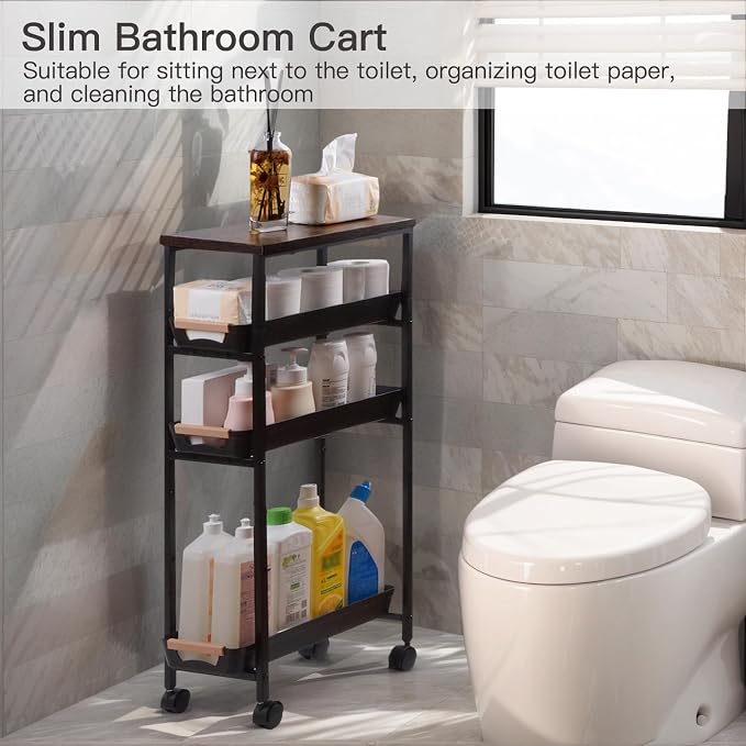 5 Tier Slim Rolling Storage Cart - Image 7
