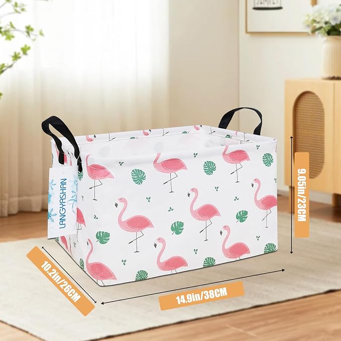 LANGYASHAN Rectangular Storage Bin Collapse Canvas Fabric Cartoon Storage Basket - Image 2