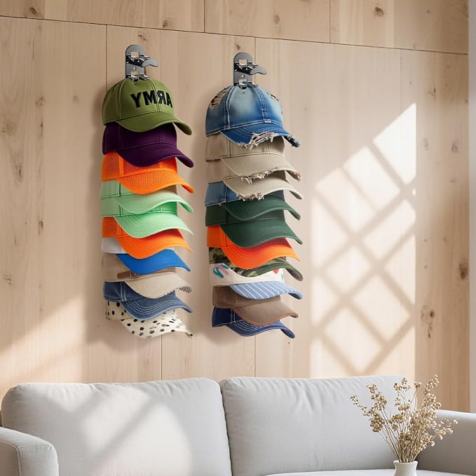4 Pack Hat Organizer Hat Hook for Wall, Hold up to 40 Hats, Hat Holder - Image 6