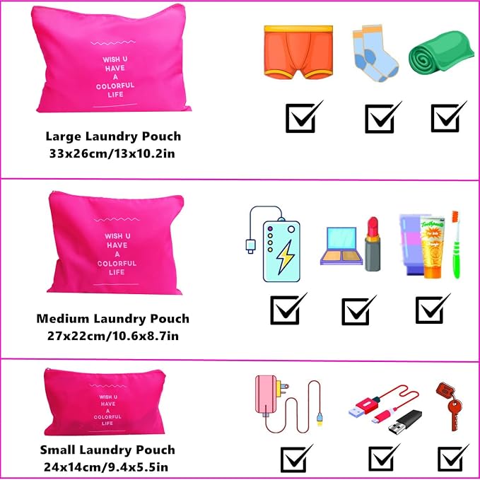6 Set Packing Cubes Laundry Pouch, Travel Storage Bag Organizer Pouch, Luggage - Image 3