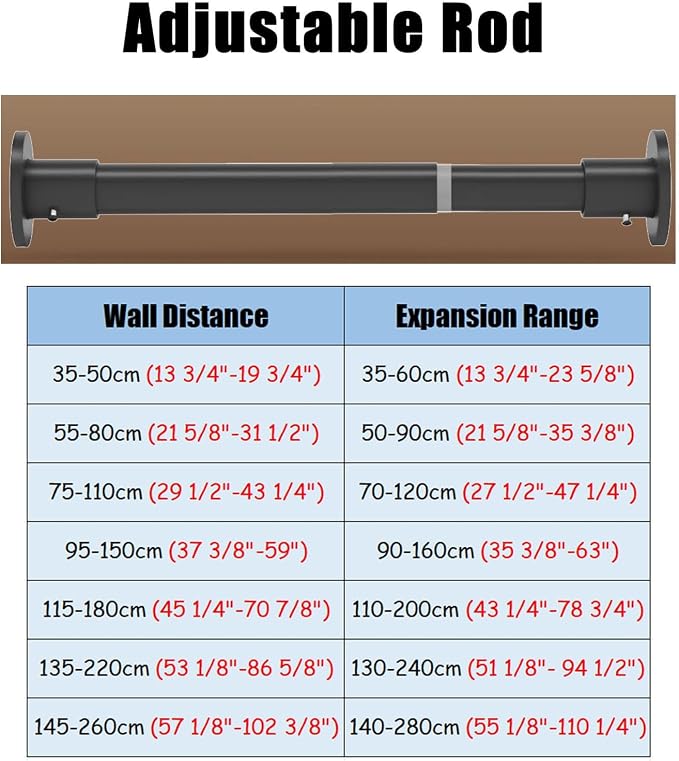 Closet Rod Closet Clothes Rack Hanger Bar Wall Mount, Adjustable Shower Curtain - Image 6