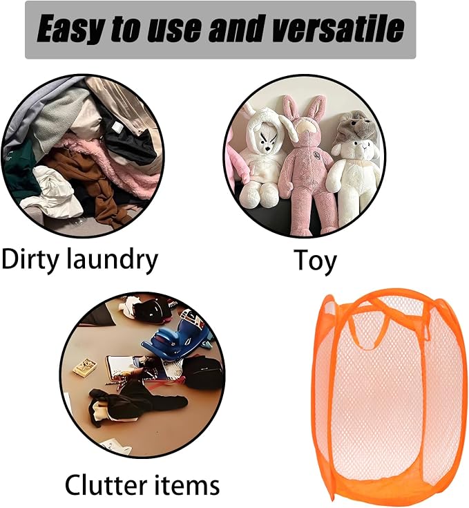 2Pcs Popup Mesh Laundry Baskets, Collapsible and Portable Laundry Hamper - Image 5