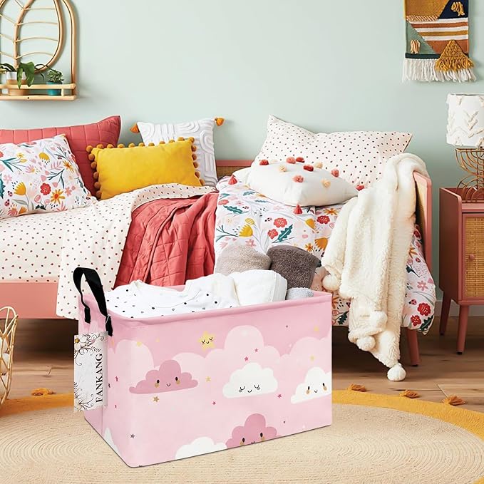 FANKANG Storage Bins, Nursery Hamper Canvas Laundry Basket Foldable - Image 3