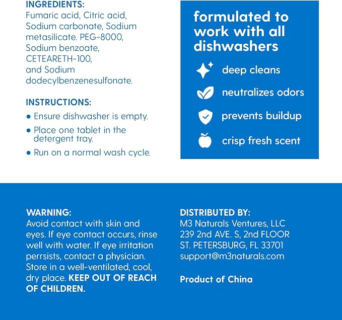 Dishwasher Cleaner & Deodorizer Tablets, Fights Grime, Residue & Odor, Heavy - Image 2