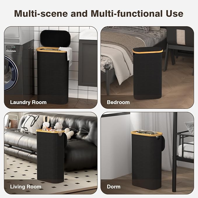 75L Slim Laundry Hamper with Lid, Dirty Clothes Hampers - Image 7