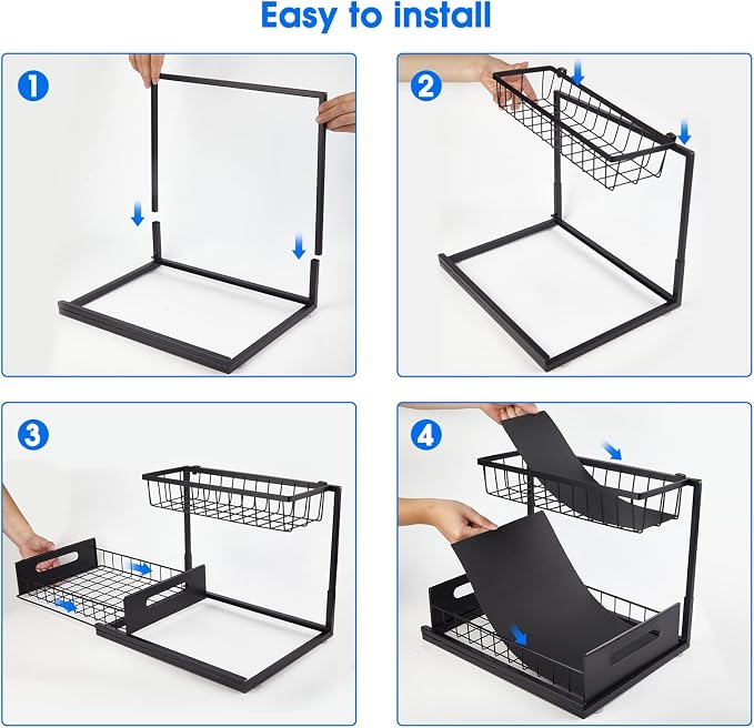 Under Sink Organizer, 2 Tier Pull-Out Cabinet Storage Shelf, Rust-Resistant - Image 6