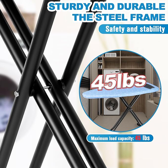 Ironing Board with Silicon Iron Mat Heavy Metal Frame Legs Iron Stand - Image 6