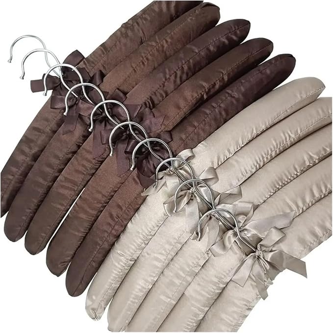 Satin Padded Hangers 5PCS Clothes Satin Padded Hanger Sponge Hangers Display - Image 5