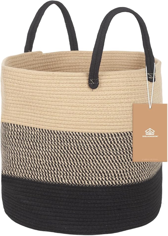 ShellKingdom Laundry Basket, Large Natural Rope Woven Storage Basket by ShellKingdom