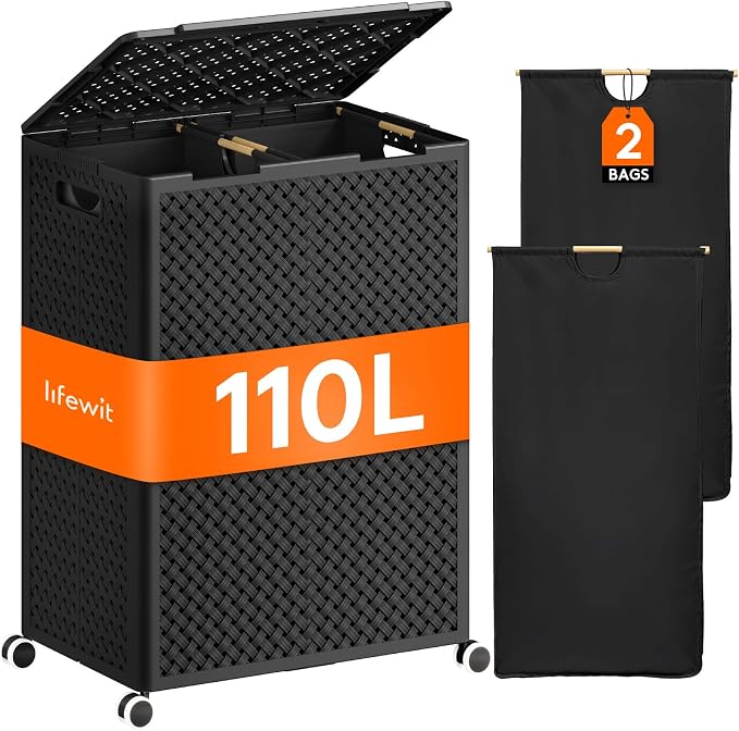 Lifewit 110L Plastic Double Laundry Basket by Lifewit