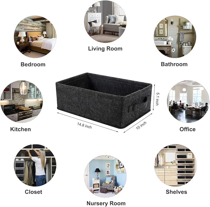 Long Gray Storage Baskets Narrow Storage Basket Organizer Storage Bins - Image 3
