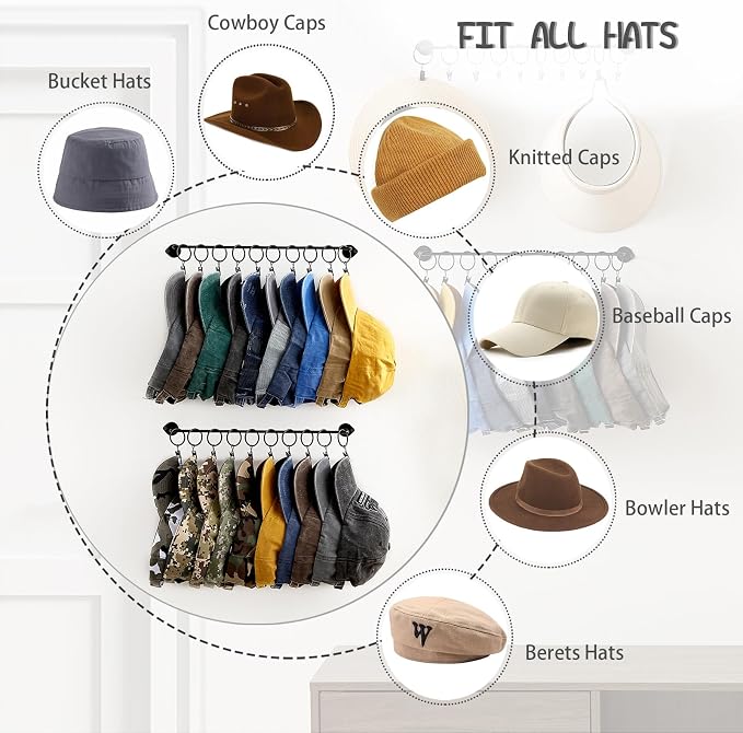 Viklluyr Hat Rack for Baseball Cap Hat Storage - Image 3