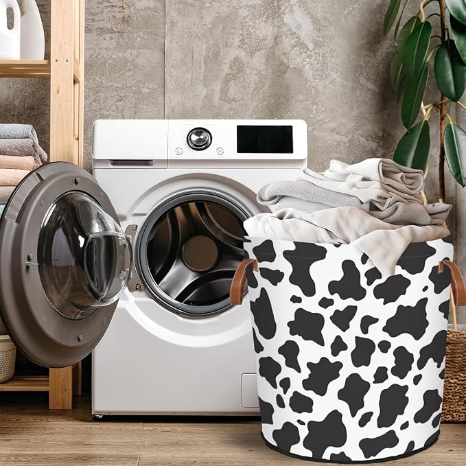 Cow Print Laundry Hamper Waterproof Collapsible Basket - Image 4