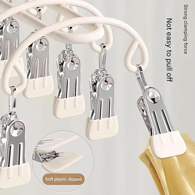 Stainless Steel Sock Clothes Drying Rack 20 Clip Rustproof Laundry Organizers - Image 6