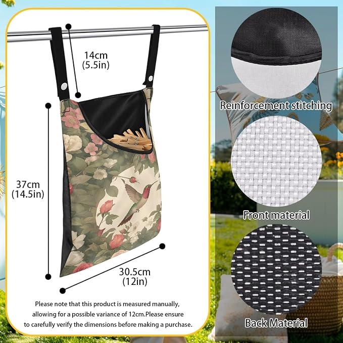 Clothes Pin Hanging Bag with Big Opening Storage Clothes Pins & Mini - Image 6