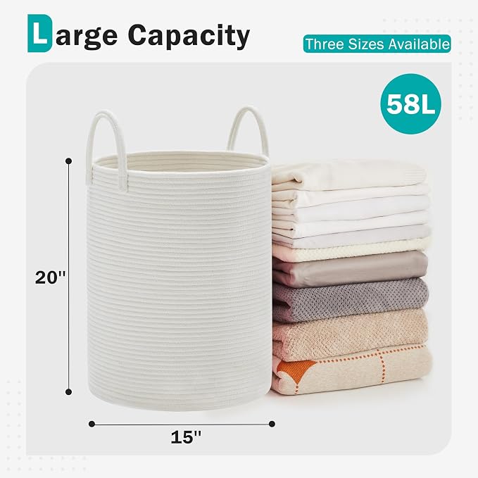 Cotton Rope Laundry Hamper by YOUDENOVA, 58L - Image 2