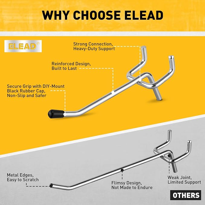 ELEAD 55-Piece 2 Inch Pegboard Hooks, Heavy Duty Peg Board Organizer Accessories - Image 3