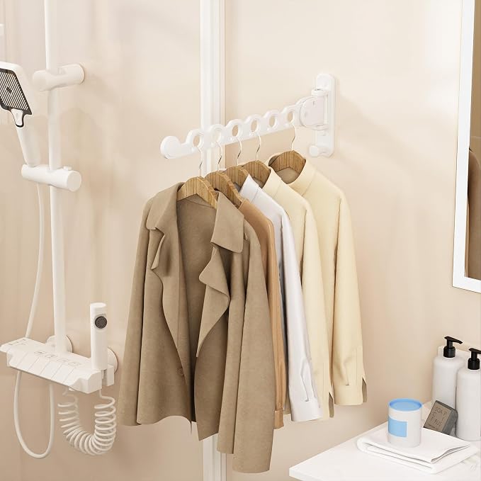 Wall Mount Clothes Drying Racks White Clothes Drying Organizer Rack Garment - Image 2
