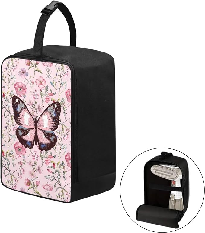 Pink Butterfly Portable Travel Iron Storage Bag Lightweight Carrying Case - Image 2