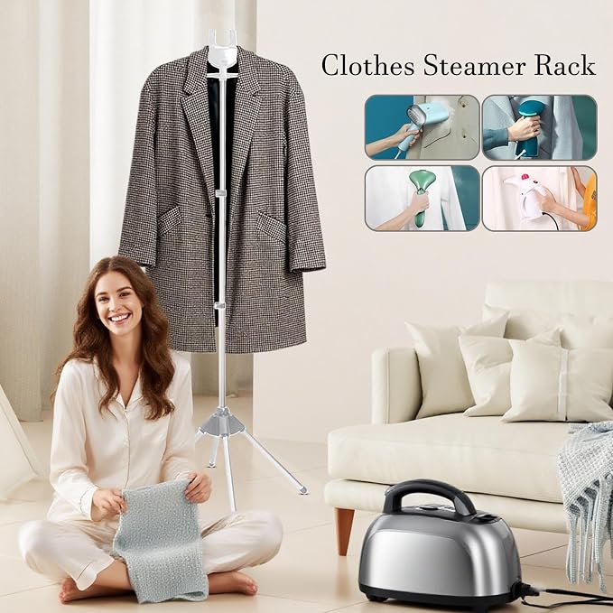 Adjustable Garment Steamer Stand, Foldable Clothes Hanger Holder, Ironing - Image 3