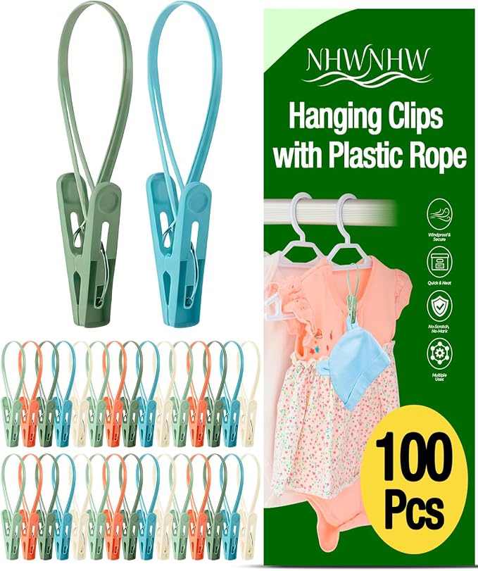 100 Pack Multi Purpose Laundry Hanging Clips by Unknown