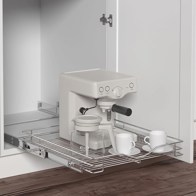 DINDON Pull Out Cabinet Organizer, Heavy-Duty Metal Sliding Drawer Shelf - Image 4