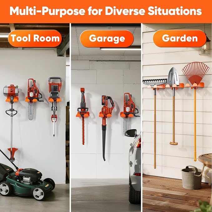 Weedeater Hanger, 4 Pack Garage Tool Organizer Storage Trimmer Rack - Image 4