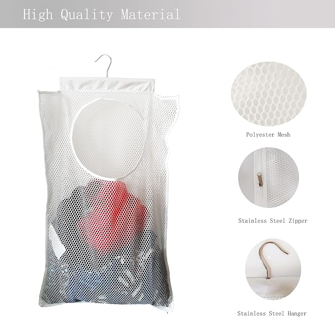 Hanging Mesh Laundry Hamper Large Dirty Clothes Bag, Can Be Used Behind The - Image 3