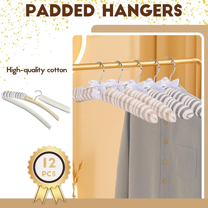 12 Pack Cotton Stripe Padded Hangers - Image 7