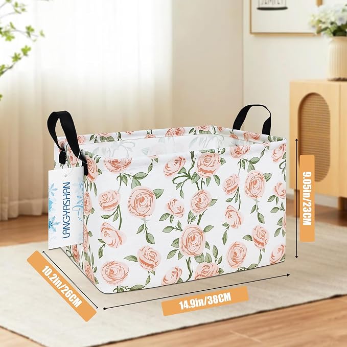 LANGYASHAN Rectangular Storage Bin Collapse Canvas Fabric Cartoon Storage Basket - Image 2