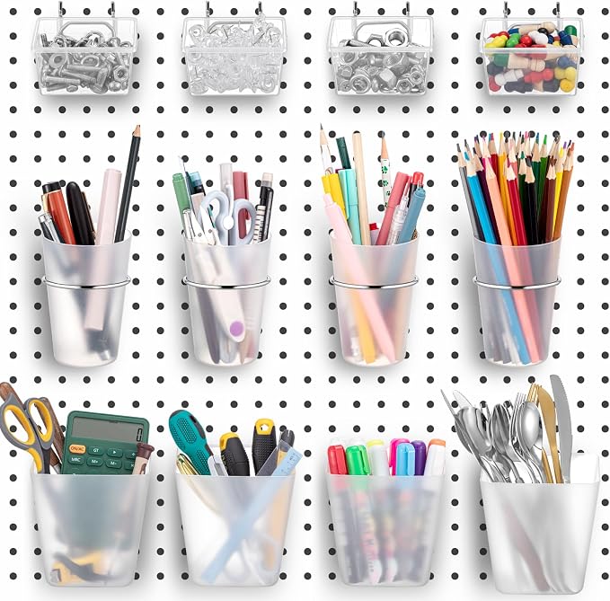 Jinei 12 Pcs Pegboard Bins and Cups by Jinei