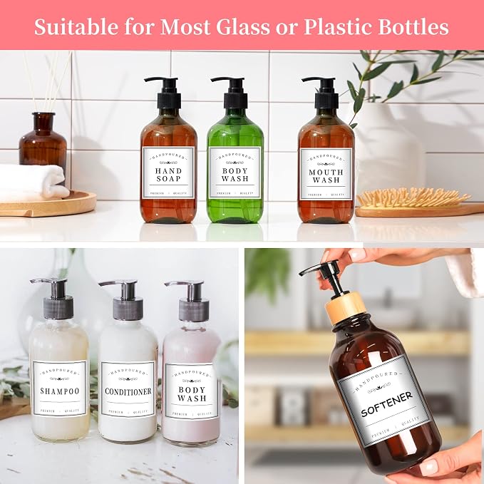 24PCS Bathroom Labels for Soap Dispenser, Bottle Labels for Hand Soap Mouthwash - Image 4